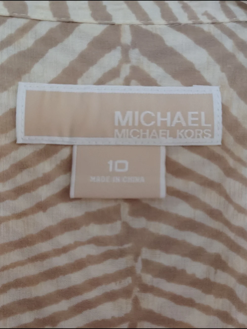 Michael Kors Beige and Cream Zebra-Print Button-Down Shirt